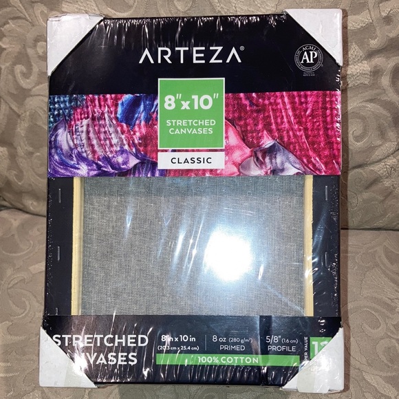Arteza 8X10 Inch Stretched Canvas, Classic Pack Of 12, 100% Cotton primed NEW - Picture 1 of 3